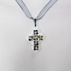 Pendant 40cm - Stella-Gray Organza - Pendant 40cm - Laiton argenté